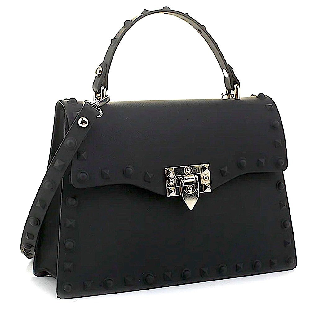 🆕🌿🖤HELLO 3 AM: BLACK Smooth Jelly Stud Buckle Crossbody Bag